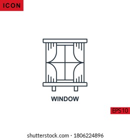 Window vector icon on white background. Illustration line icon for graphic, print media interfaces and web design.
