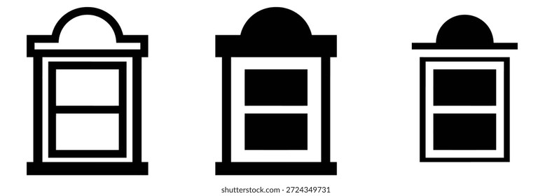 window vector icon. Open window vector design,Arch window designs in black and white,windows icon vector. Linear style sign for mobile concept and web design. windows symbol illustration. 