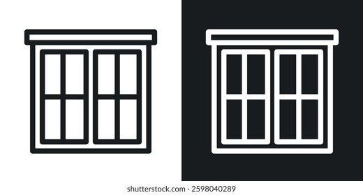 Window vector icon set in black and white color.