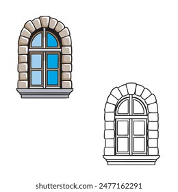 window vector illustration. Drawing with line art style. You can change color you want. Easy to edit. 