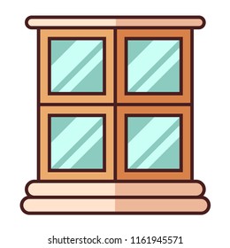 A window vector illustration in line color design