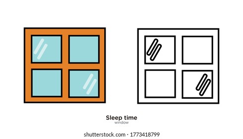 Window vector illustration lineal color and filled design