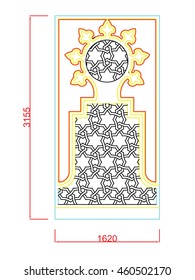 Window vector line work with dimension on white background