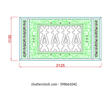 Window vector ornament and grid on the white background