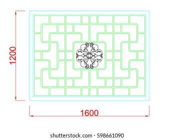 Window vector ornament and grid on the white background