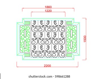 Window vector ornament and grid on the white background
