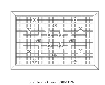 Window vector ornament and grid on the white background