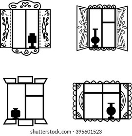 window vector set illustration line art design