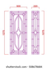 Window vector stained glass with dimension purple paint on the white background