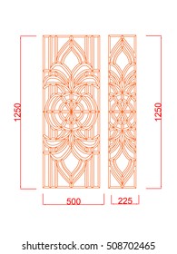 Window vector stained glass with dimension orange  paint on the white background