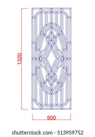 Window vector stained glass with dimension blue paint on the white background