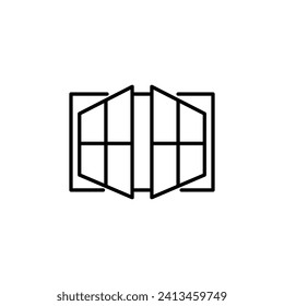 Window Vector Symbol for Stores and Shops. Suitable for books, stores, shops. Editable stroke in minimalistic outline style. Symbol for design 