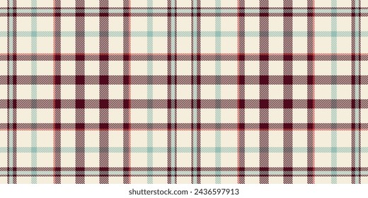 Window vector textile pattern, coloured tartan texture background. Geometry check plaid seamless fabric in antique white and red color.