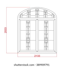 Window vector vintage frame with dimension black paint