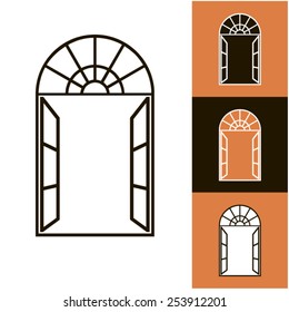 Window. Vector. Wide-open window. Graphic illustration.