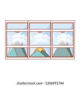 window with view of day and mountains