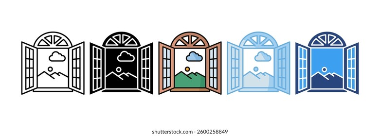 Window View Icon Set Multiple Style Collection