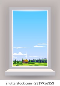 Fensteransicht Inneres, Bauernhof, Landschaft, Landschaft