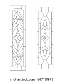 Window vintage vector stained glass black paint on the white background