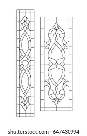 Window vintage vector stained glass black paint on the white background