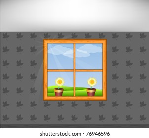Window with vintage wall