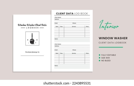 Window washer client data log book kdp interior template