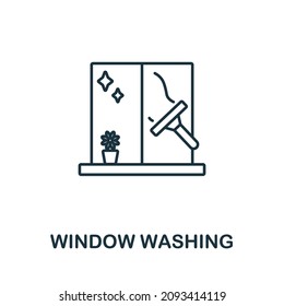 Window Washing icon. Line element from cleaning collection. Linear Window Washing icon sign for web design, infographics and more.