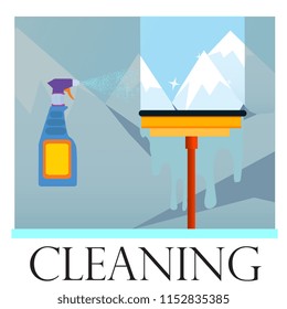 window washing, vector illustration