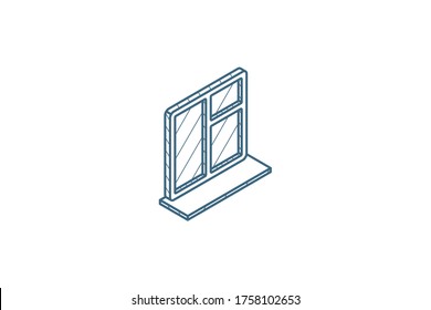 window whith sill isometric icon. 3d vector illustration. Isolated line art technical drawing. Editable stroke