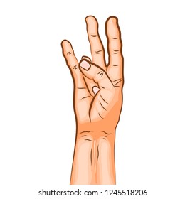 Window of wisdom mudra - gesture in yoga fingers. Symbol in Buddhism or Hinduism concept. Yoga technique for meditation. Promote physical and mental health. Vector illustration