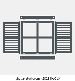 Window wood frame Interior elements quality vector illustration cut