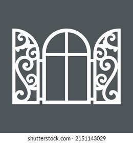Window wood frame Interior elements quality vector illustration cut