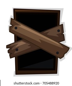 Window with wooden boards illustration