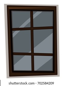 Janela com ilustração de moldura de madeira