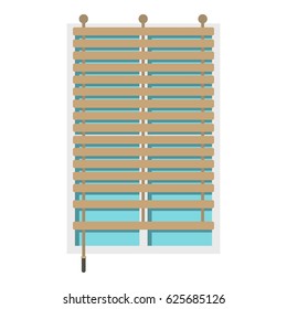 Window with wooden jalousie icon flat isolated on white background vector illustration
