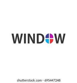 window word with color window logo