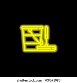 Window yellow glowing neon ui ux icon. Glowing sign logo vector