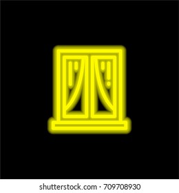 Window yellow glowing neon ui ux icon. Glowing sign logo vector