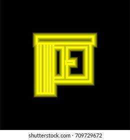 Window yellow glowing neon ui ux icon. Glowing sign logo vector