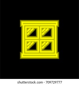 Window yellow glowing neon ui ux icon. Glowing sign logo vector