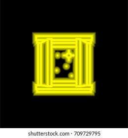 Window yellow glowing neon ui ux icon. Glowing sign logo vector