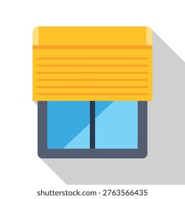 Window with yellow horizontal blinds covering light and providing privacy