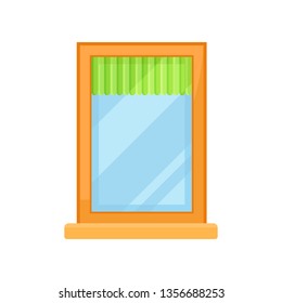 Window with yellow plastic frame on white background.