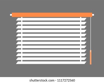 Window-blind interior piece, curtains of modern French type, shutters protecting people from sun, decorative sunblinds isolated on vector illustration