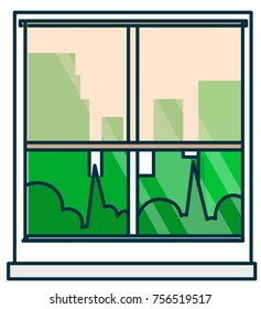 Windown with city view isolated vector illustration