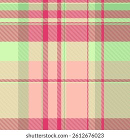Windowpane background seamless fabric, sexual check tartan pattern. Package textile vector plaid texture in light and red colors palette.