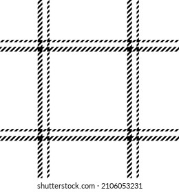 Windowpane check plaid pattern in black and white. Simple thin line tartan for jacket, scarf, skirt, dress, trousers, flannel shirt, other modern spring summer autumn winter fashion fabric design.