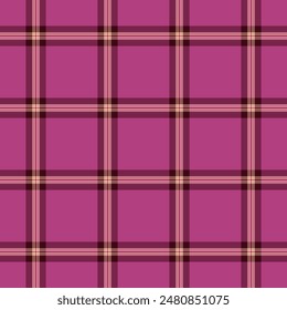 Windowpane fabric tartan pattern, baby check seamless texture. Scratched vector textile plaid background in pink and light colors palette.