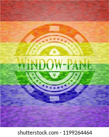 Window-pane on mosaic background with the colors of the LGBT flag