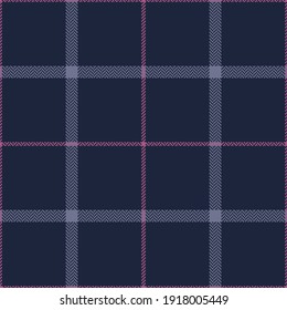 Windowpane pattern autumn fashion in purple and pink. Herringbone textured seamless check graphic background tattersall art for flannel shirt, throw, blanket, other trendy fashion fabric design.